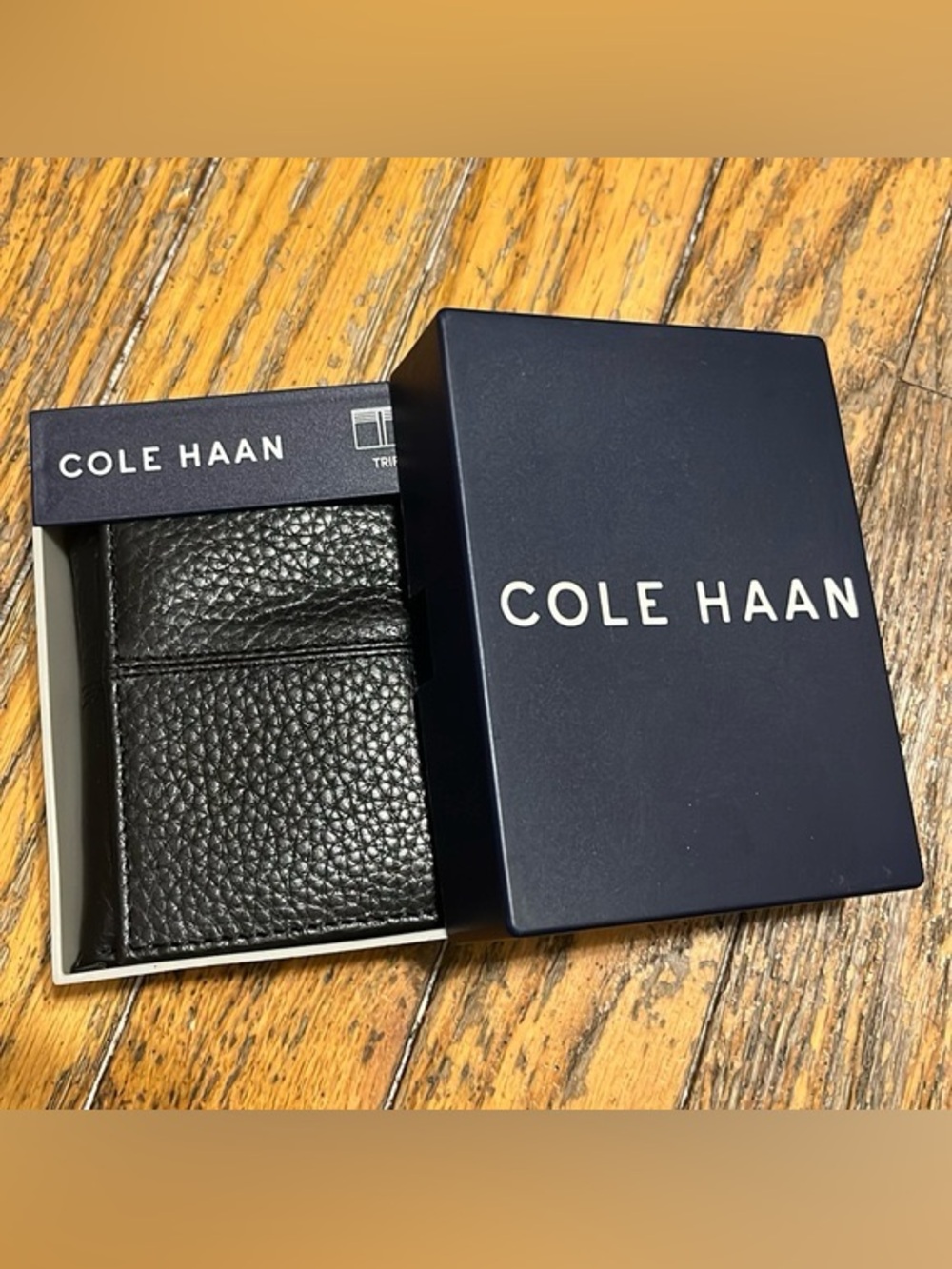 Cole Haan - Black Leather Trifold Wallet
